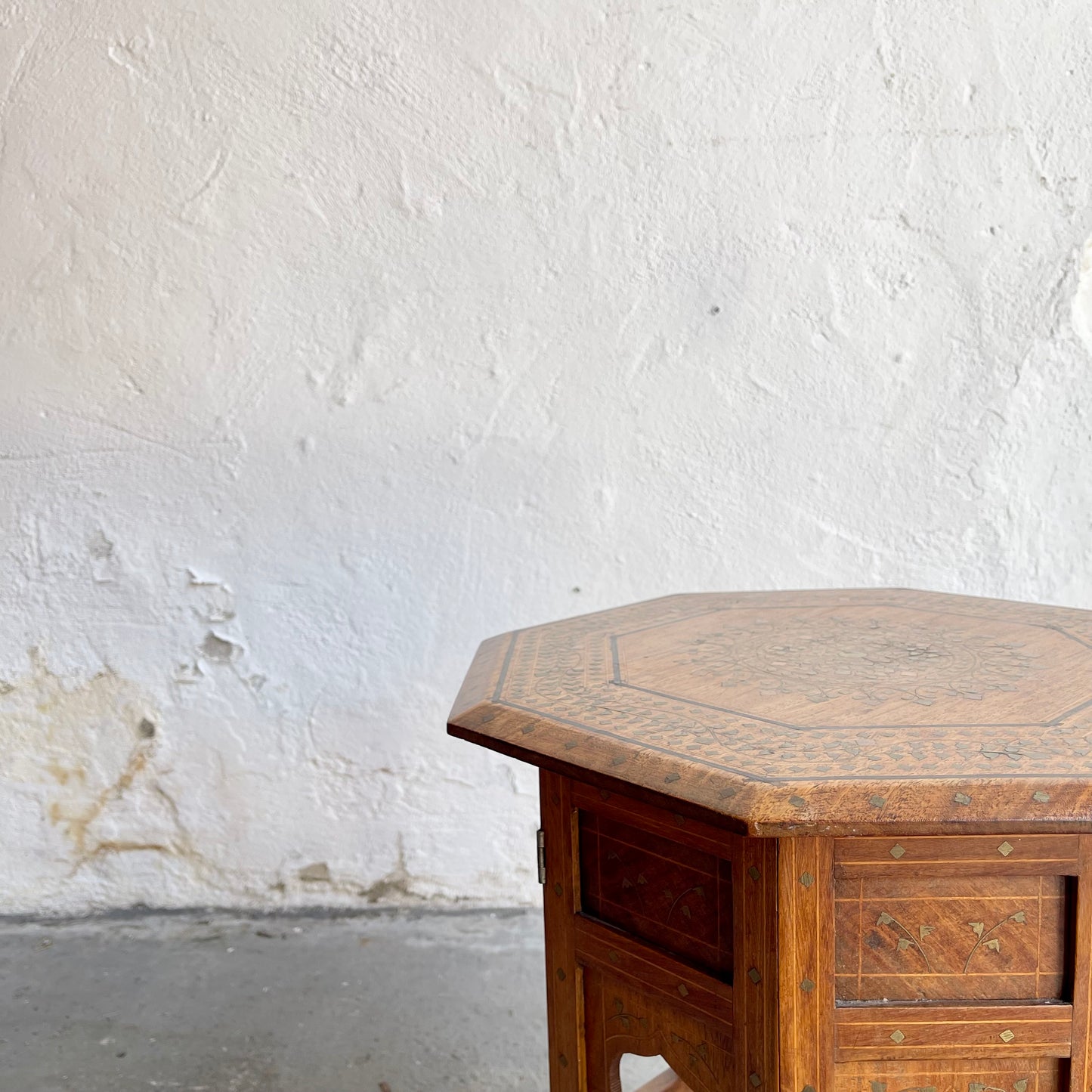 Anglo Indian Brass Inlay Table - #1543