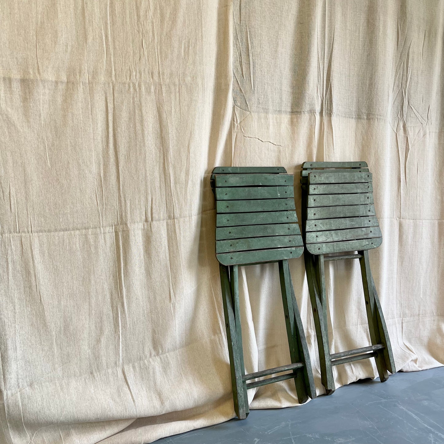 Vintage Painted Wooden Folding Chairs - #2191b