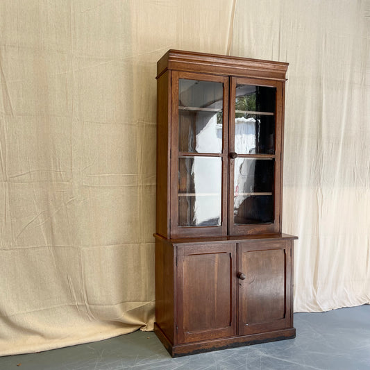 Antique Oak Glazed Cabinet- #2330
