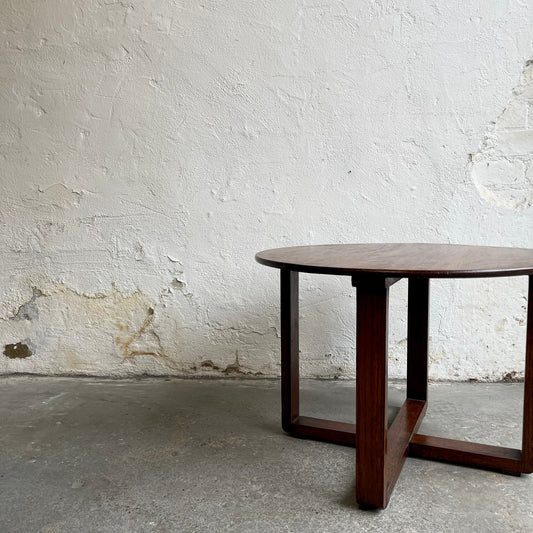 Mid Century Oak Round Table - #1797