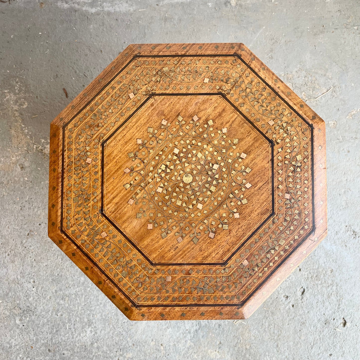 Anglo Indian Brass Inlay Table - #1543
