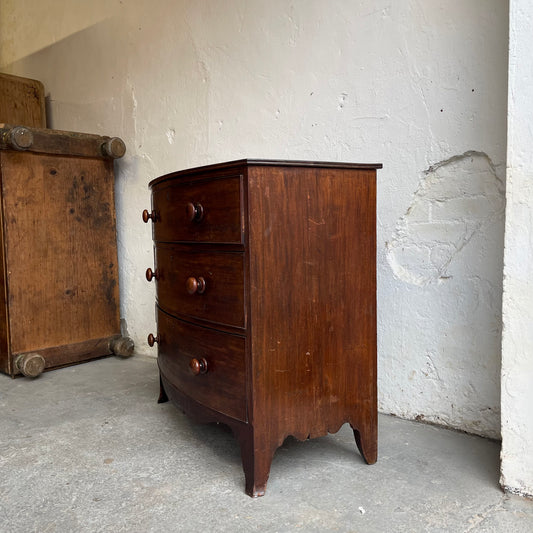 Antique Bow Fronted Chest Of Drawers - #1808