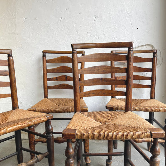 Set of Four Antique Rush Seat Chairs - #1988
