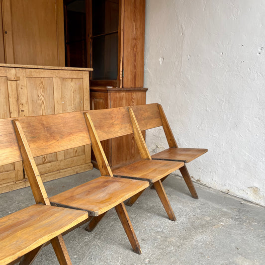 Vintage Oak Folding Seat Bench - #1782