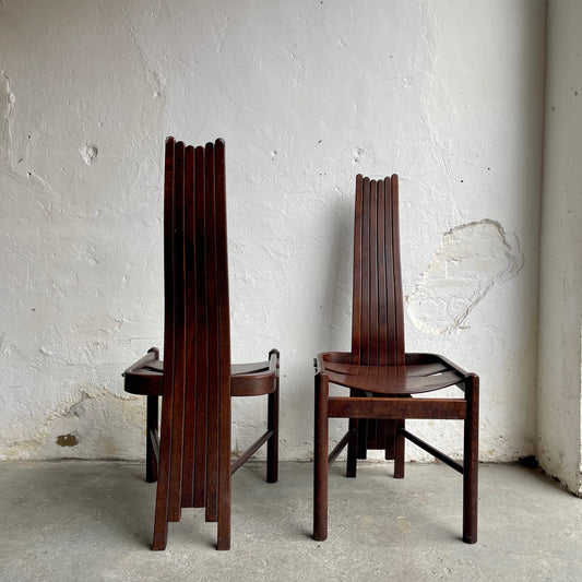 Vintage Allmilmo Brutalist Oak Chairs - #1853