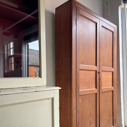 Antique Pitch Pine School Cupboard - #1982