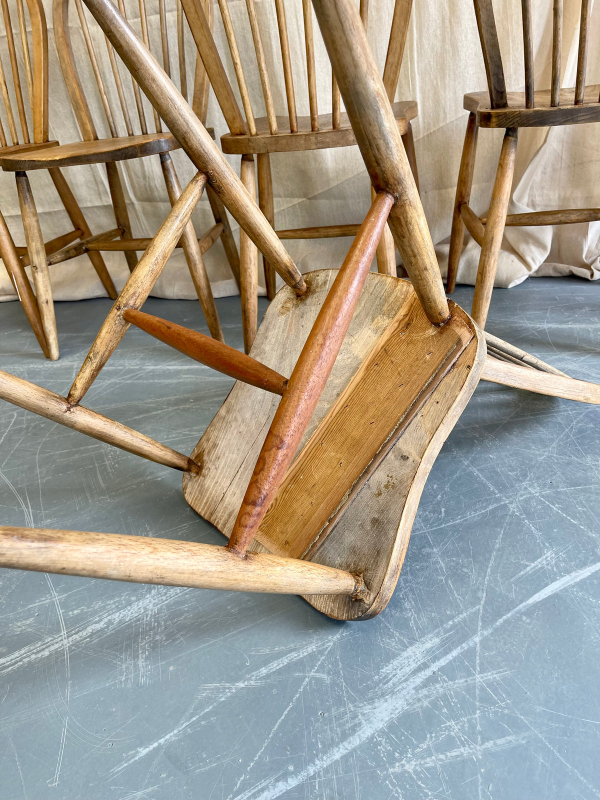 Set of Six Antique Farmhouse Chairs - #2336