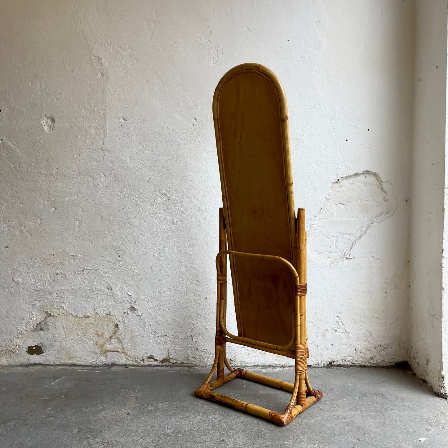 Vintage Freestanding Bamboo Mirror - #1798