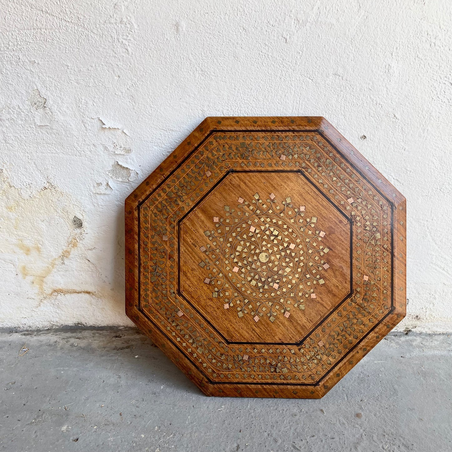 Anglo Indian Brass Inlay Table - #1543