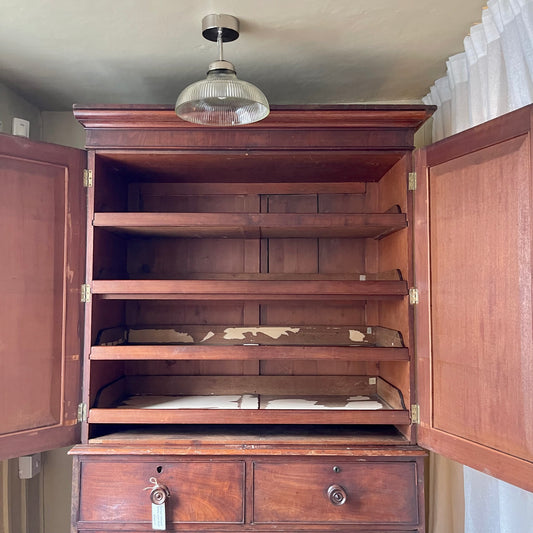 Antique Mahogany + Pine Linen Press - #1972