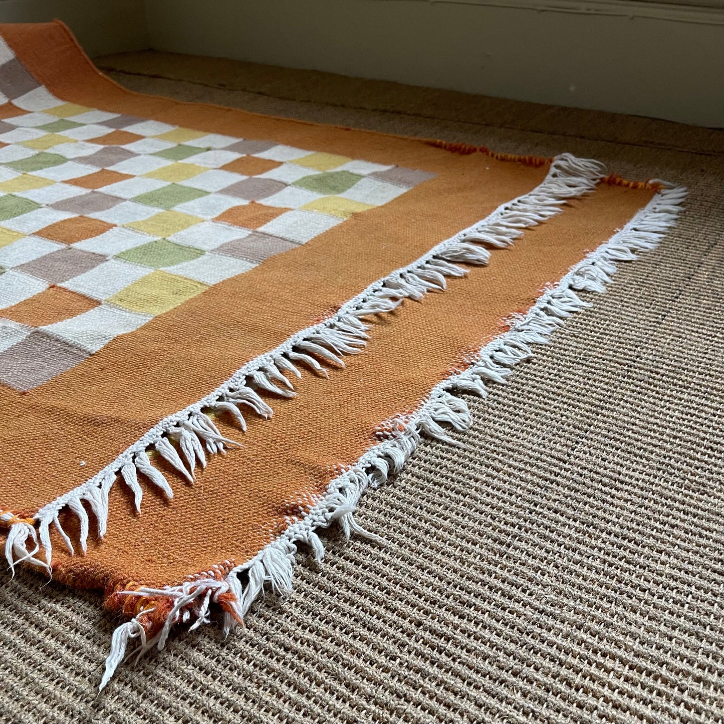 Vintage Checkered Wool Runner - #1955