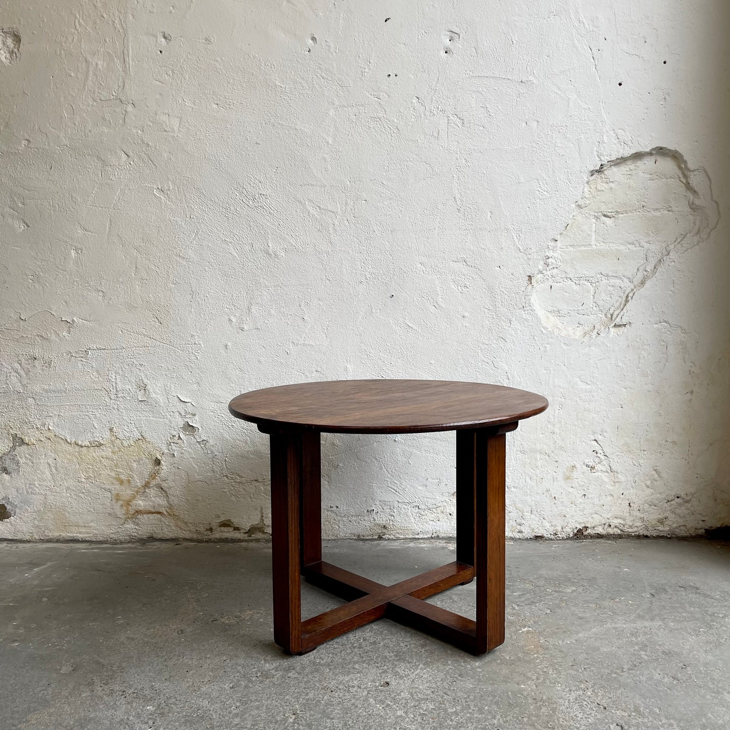 Mid Century Oak Round Table - #1797