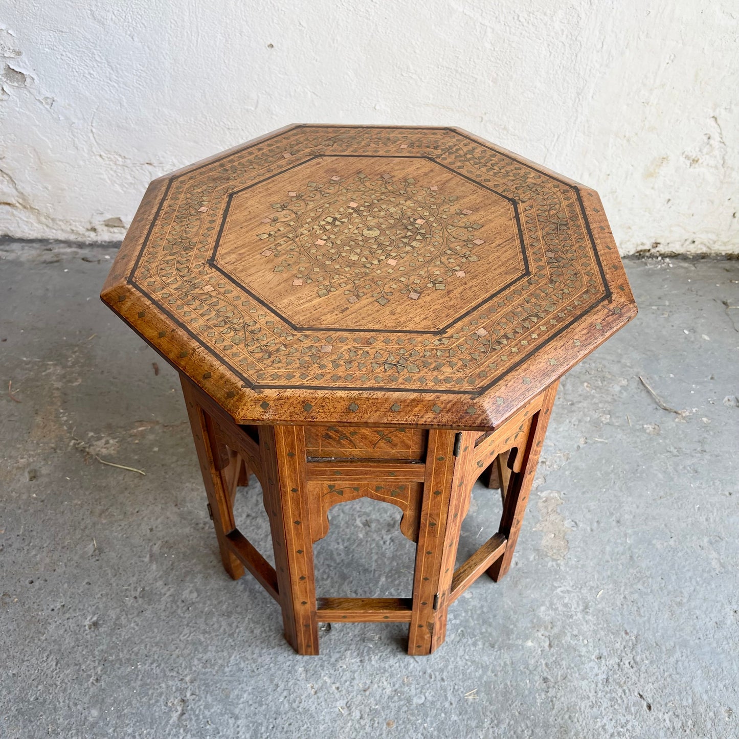 Anglo Indian Brass Inlay Table - #1543