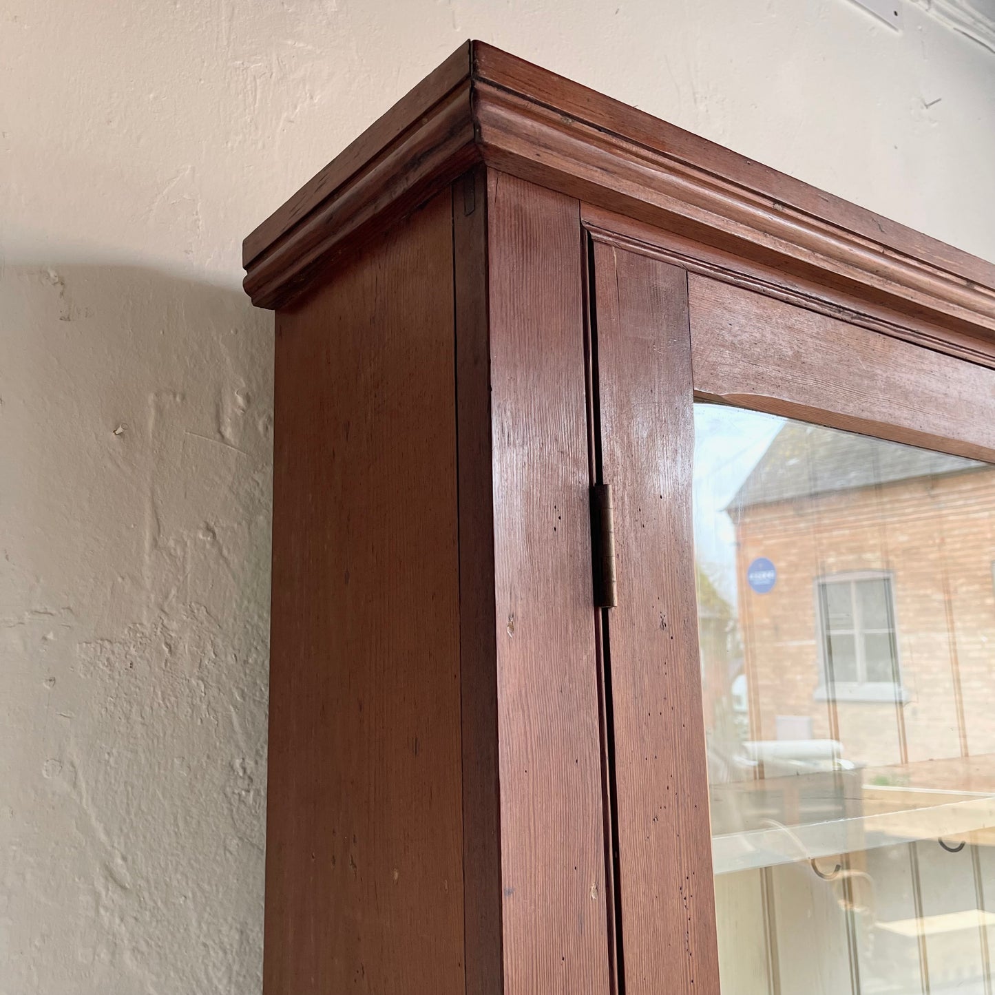 Vintage Pitch Pine Glazed Cupboard - #2051