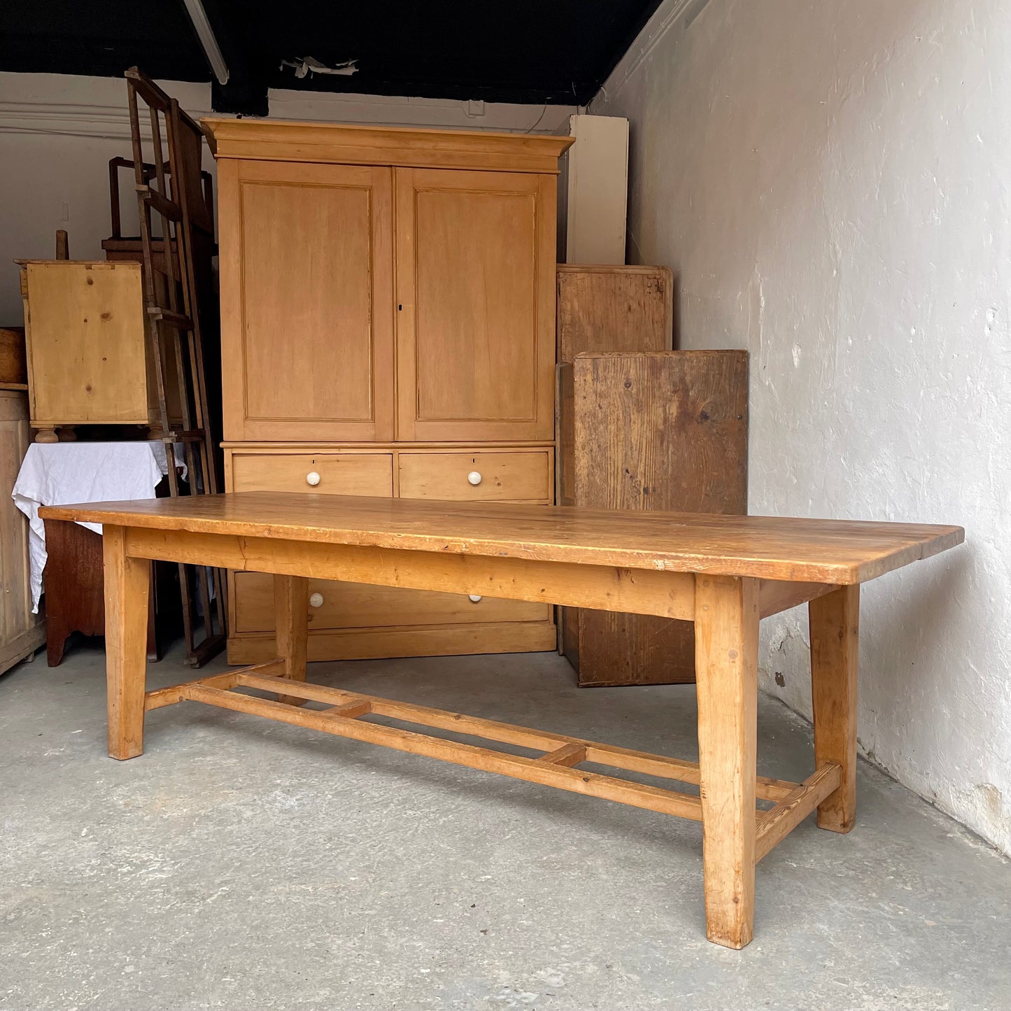 Antique 8ft Irish Pine Dairy Table - #1871