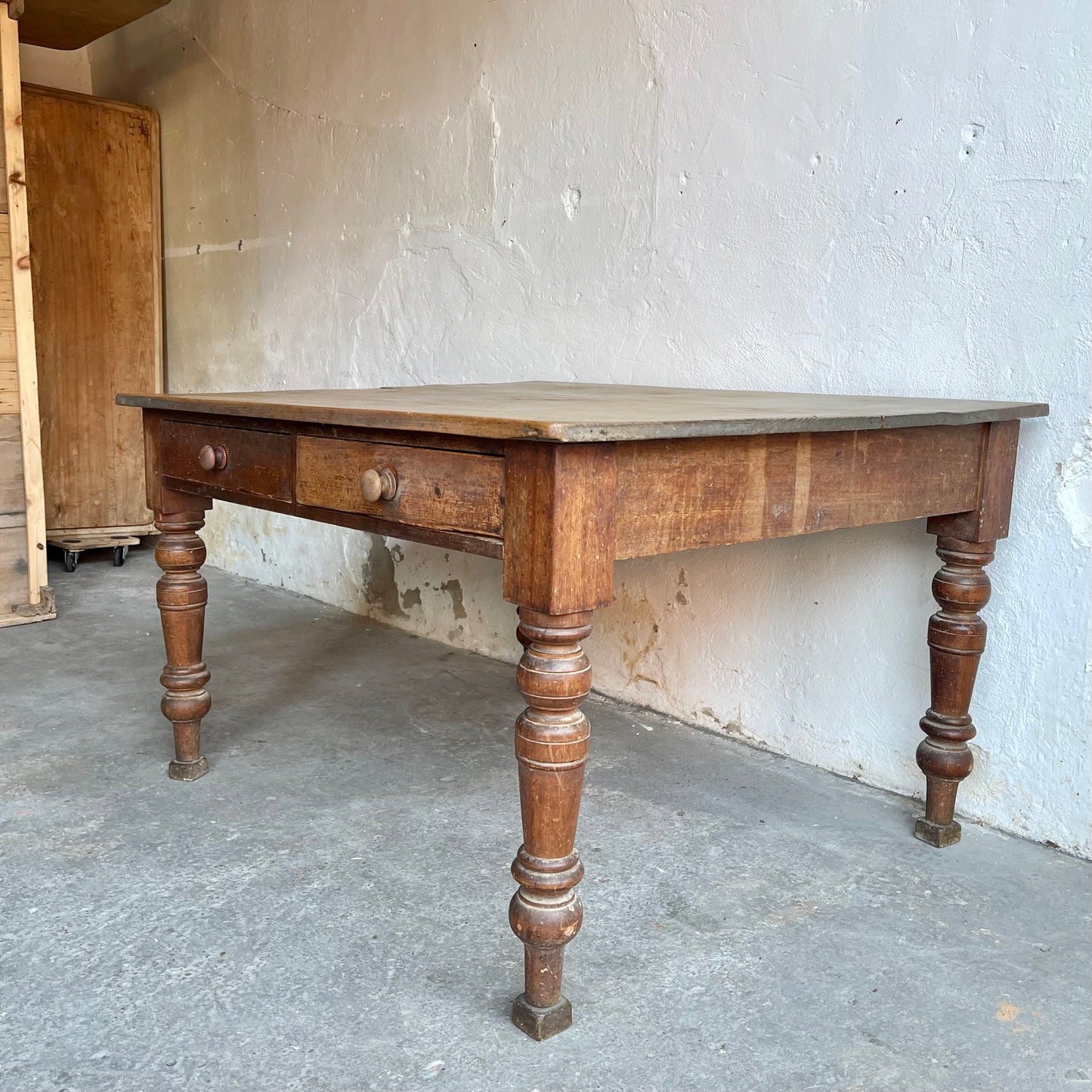 Antique Pine Farmhouse Table - #1876