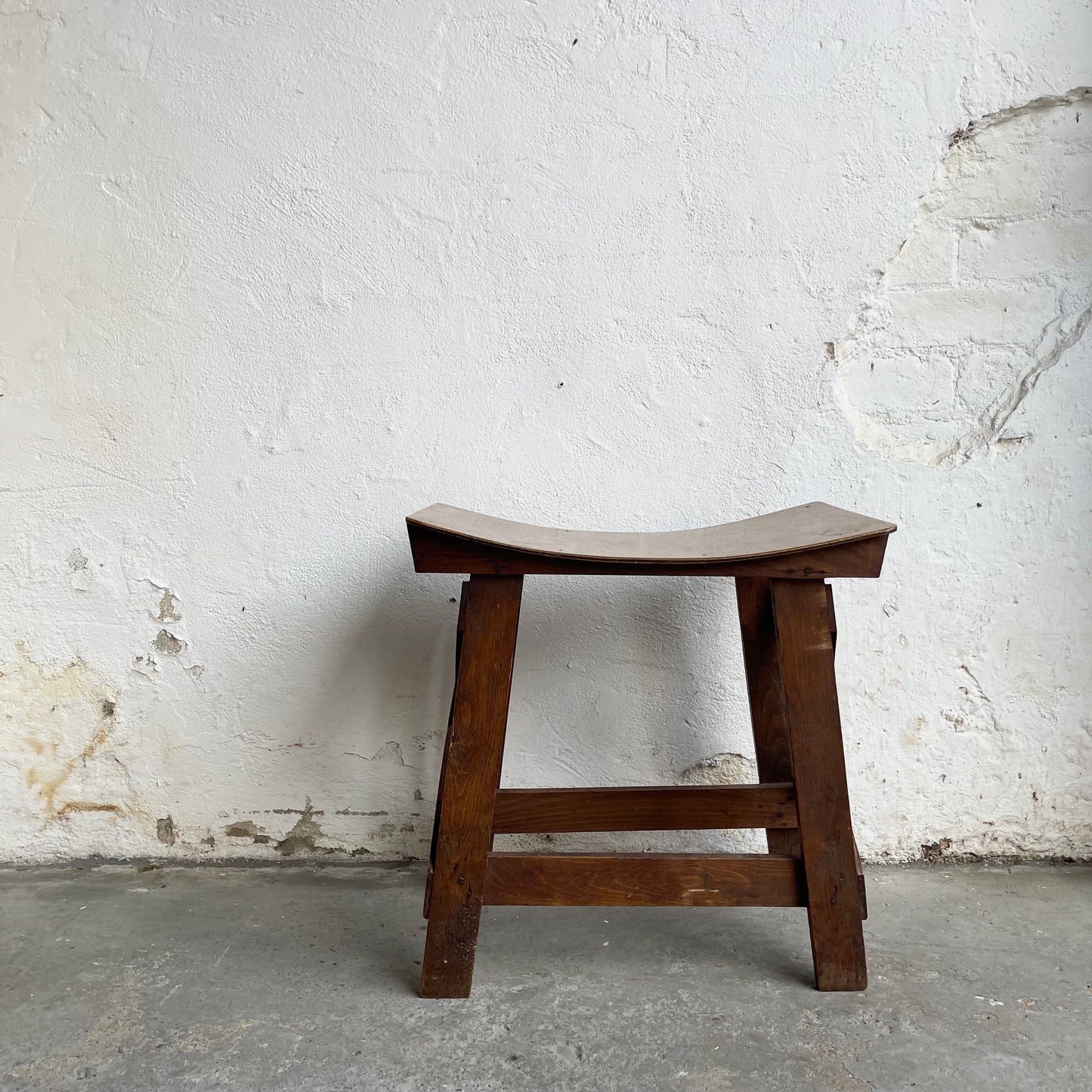 Vintage Minimalist Wooden Stool - #2058