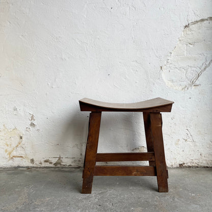 Vintage Minimalist Wooden Stool - #2058