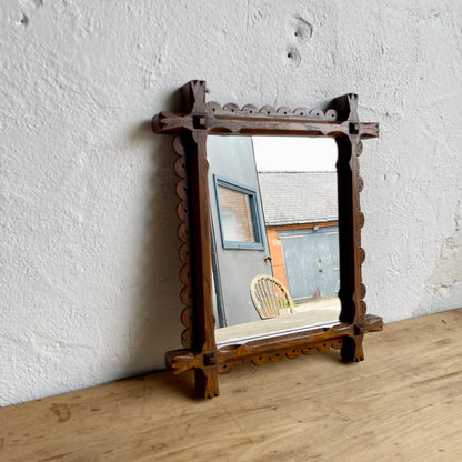 Antique Tramp Art Frame + Mirror - #1528