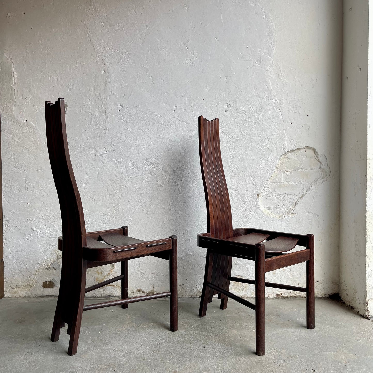 Vintage Allmilmo Brutalist Oak Chairs - #1853