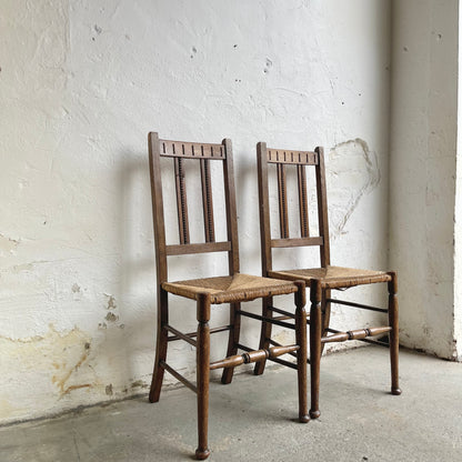 Set of Two Oak Rush Chairs - #1992