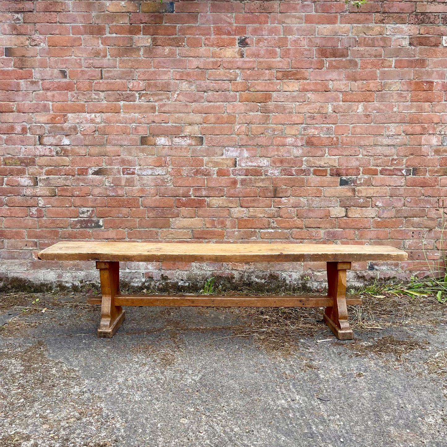 Antique Pine Table + Bench Set - #1407