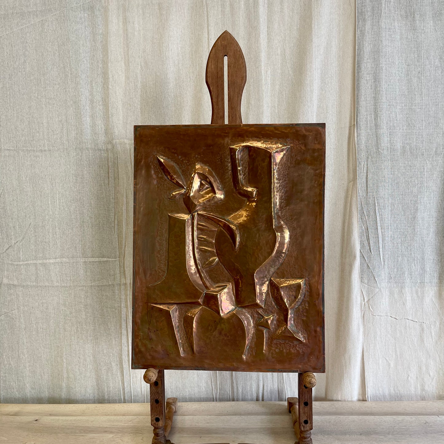 Vintage Copper Embossed Relief Panel - #2219