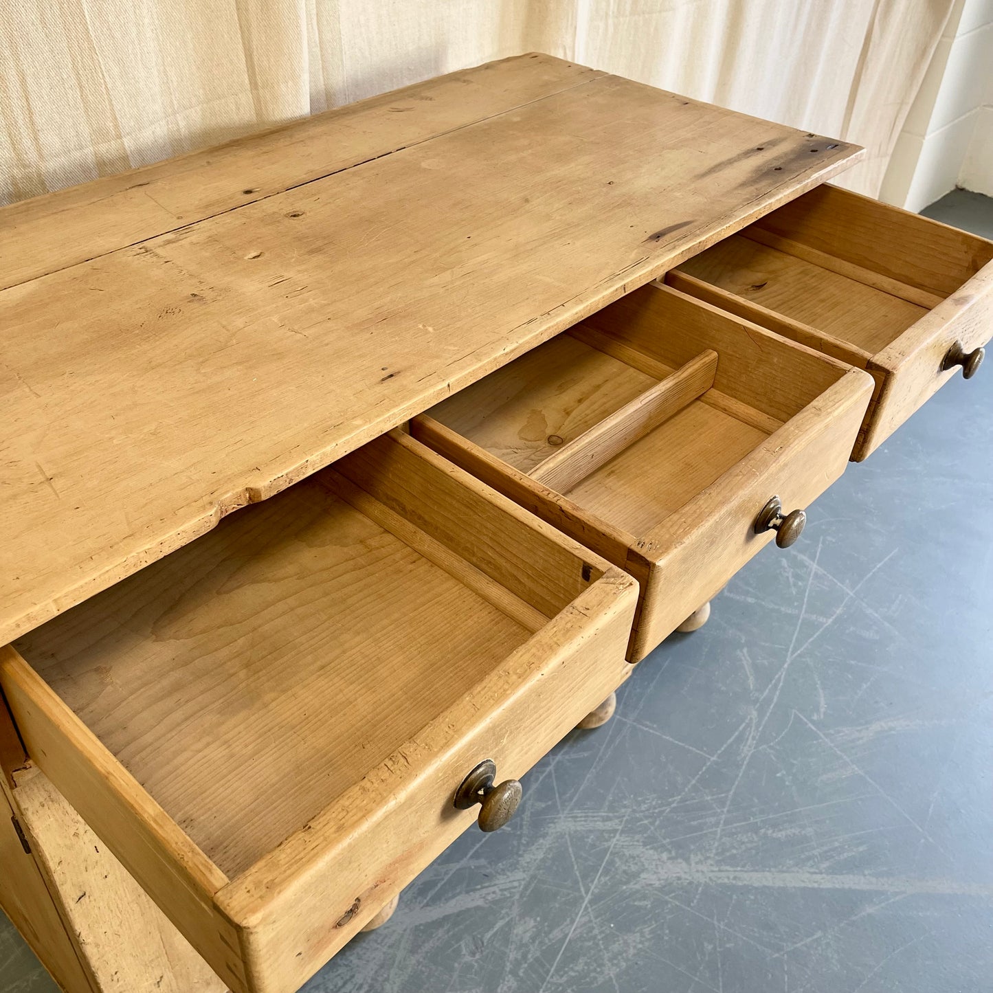 Antique Pine Kneehole Desk - #1823
