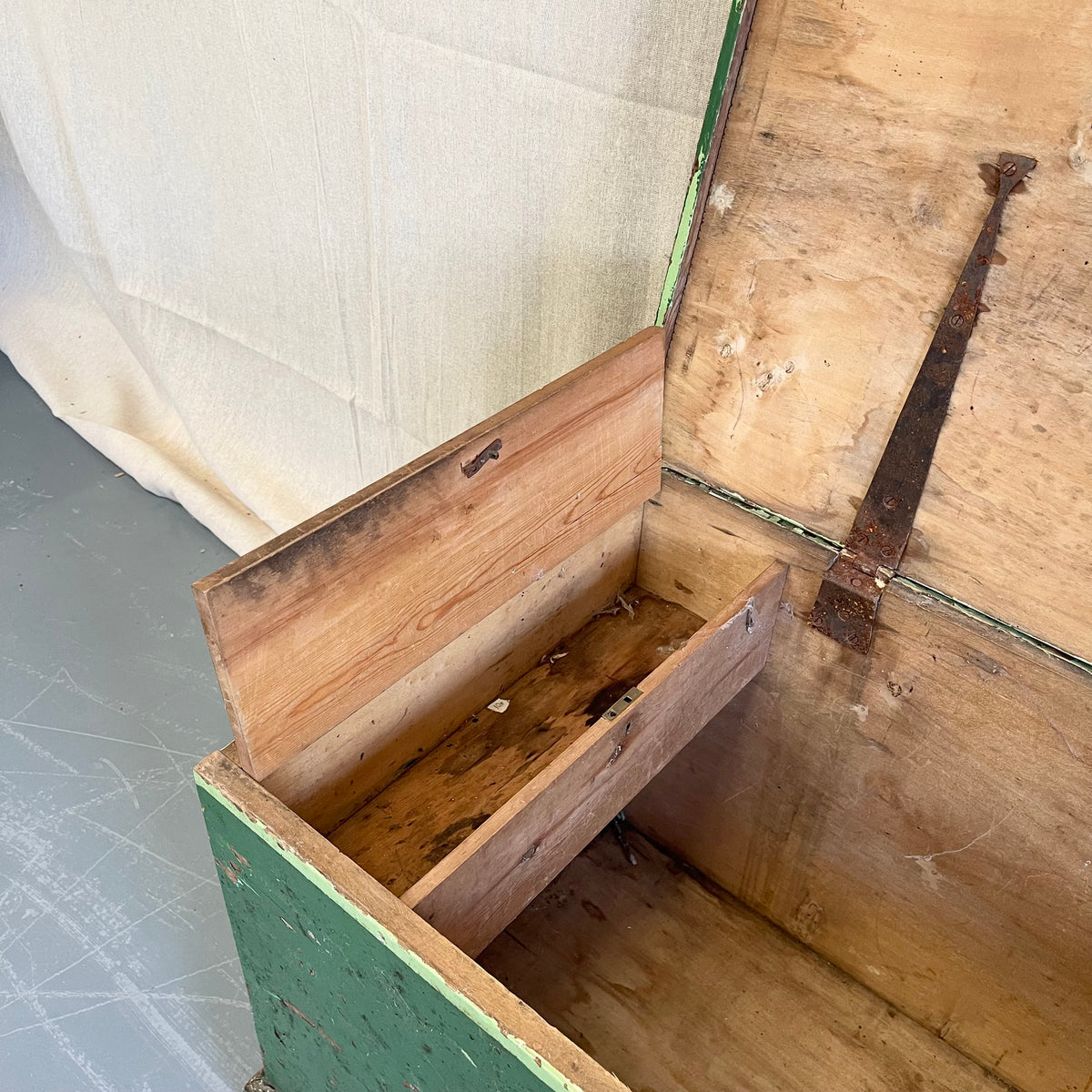 Antique Pine Painted Blanket Box - #2320