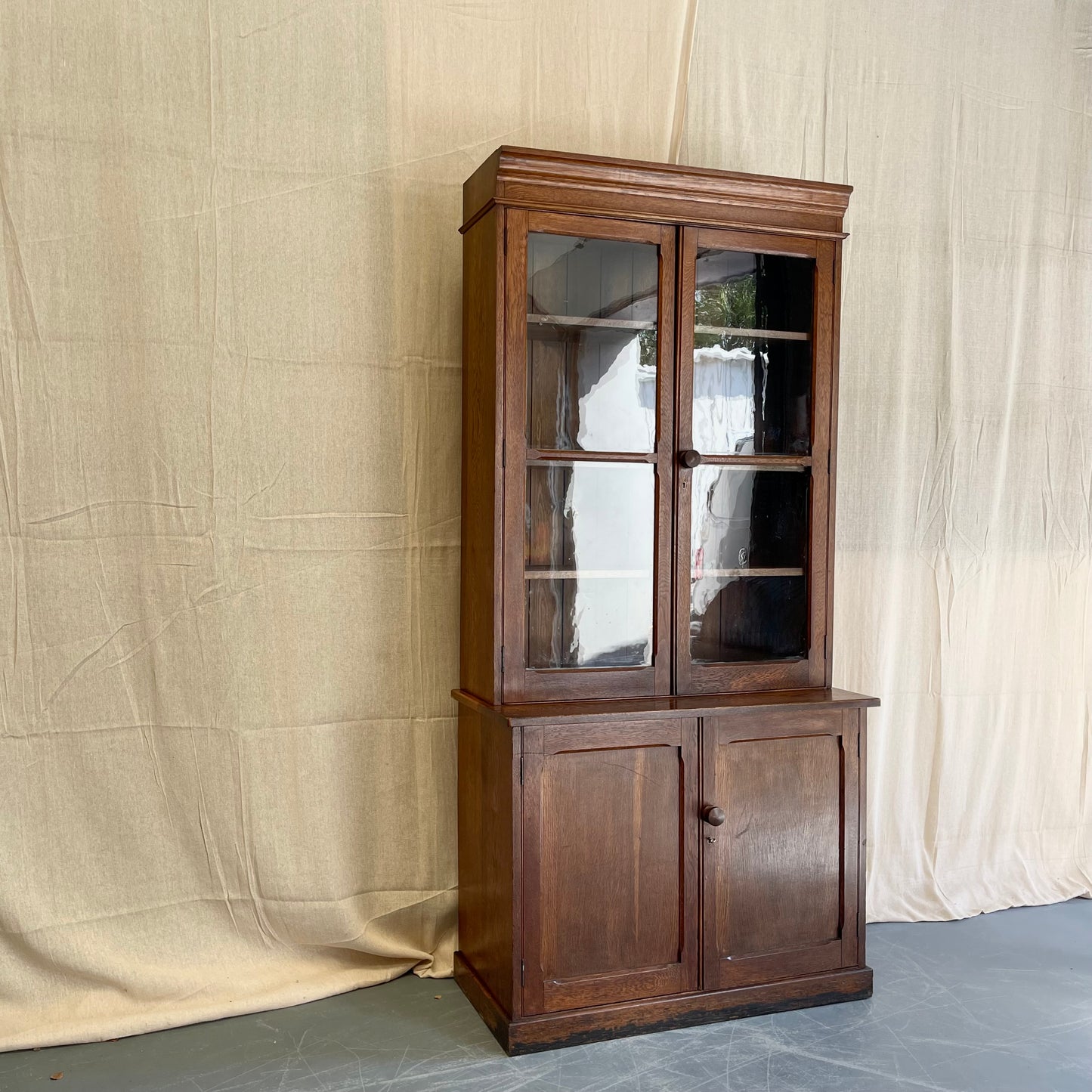 Antique Oak Glazed Cabinet- #2330