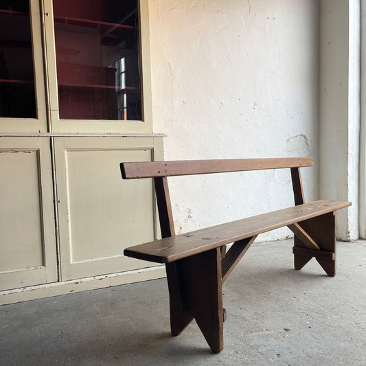 Antique Pine Waiting Bench - #2055