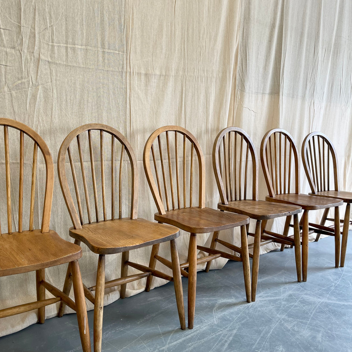 Set of Six Antique Farmhouse Chairs - #2336