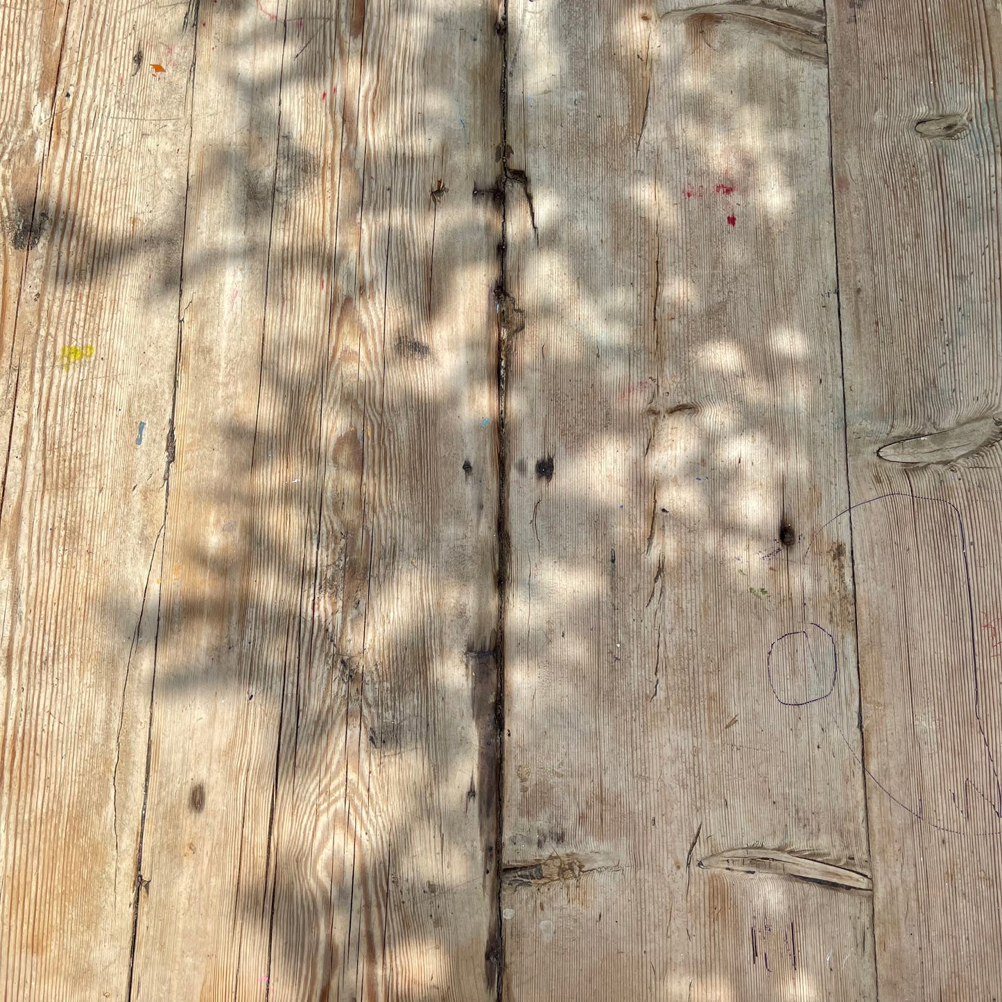 Antique Pine Table + Bench Set - #1407