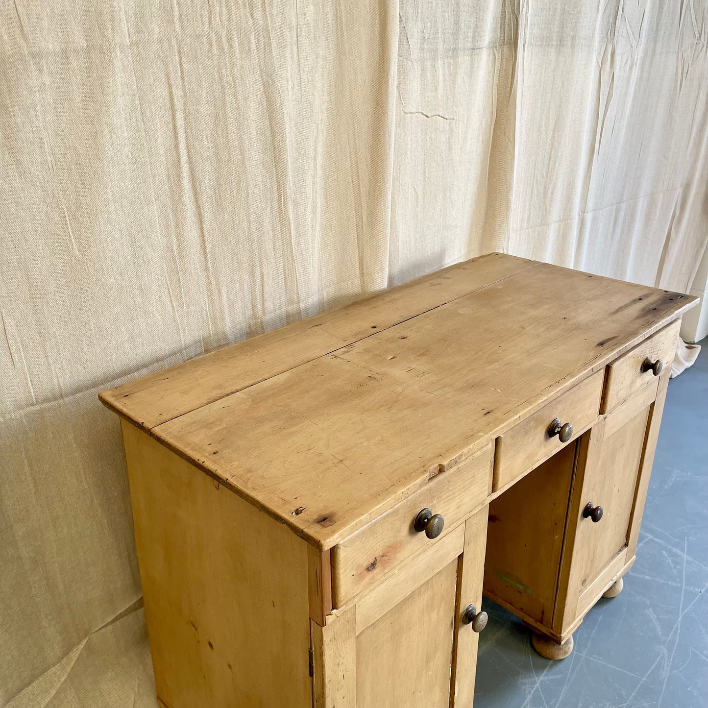 Antique Pine Kneehole Desk - #1823