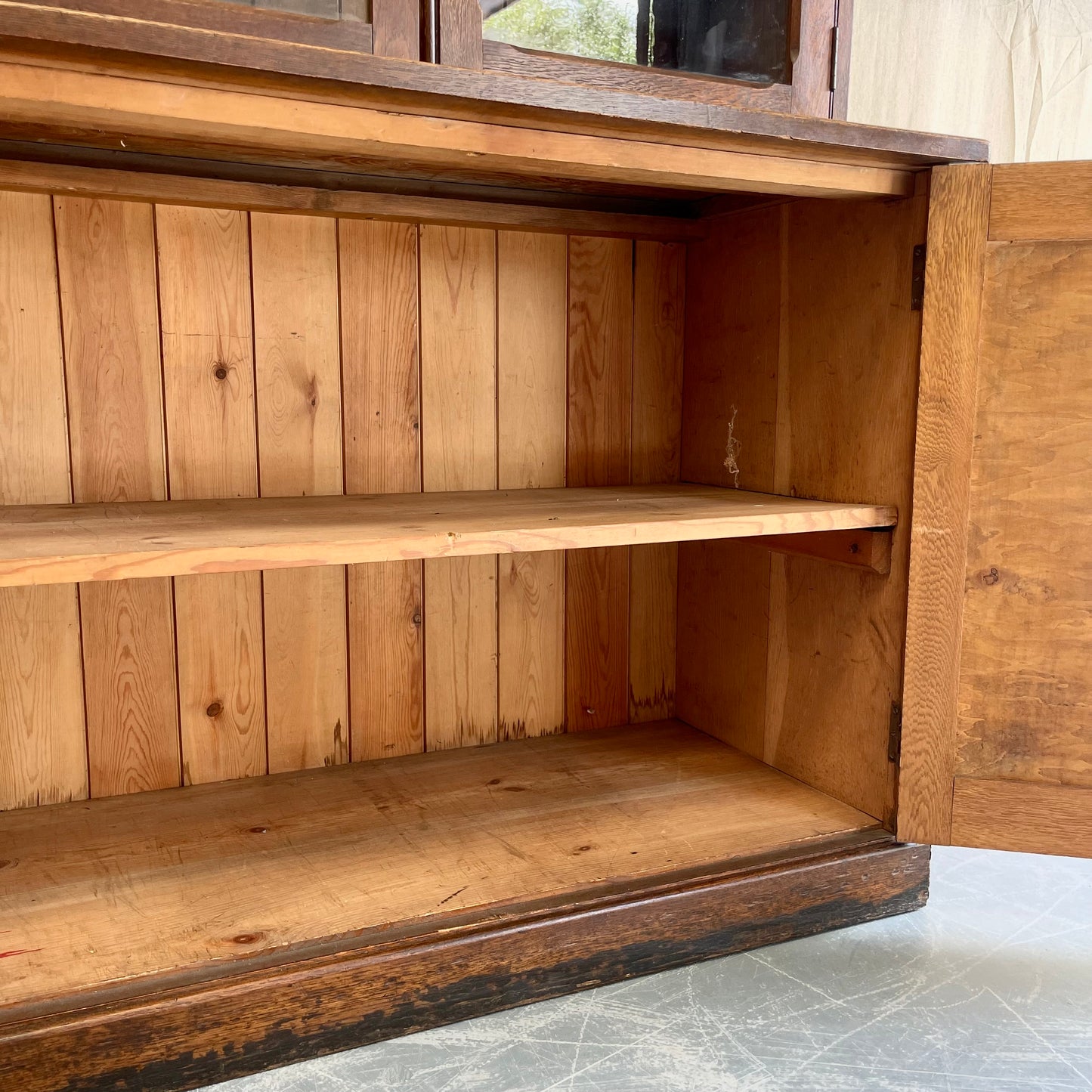 Antique Oak Glazed Cabinet- #2330