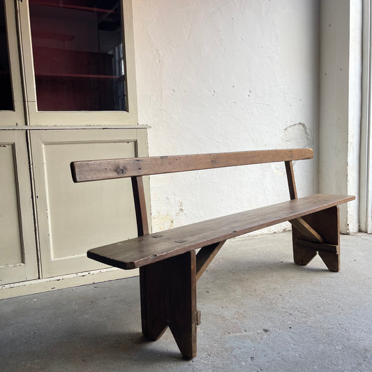 Antique Pine Waiting Bench - #2056