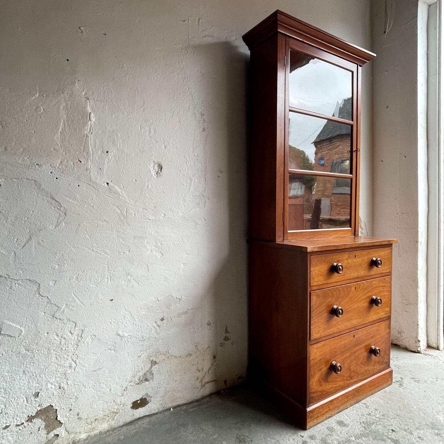 Antique Pine Glazed Cabinet - #1890