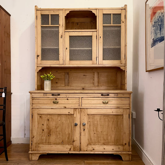 Antique Pine Glazed Cupboard - #1867