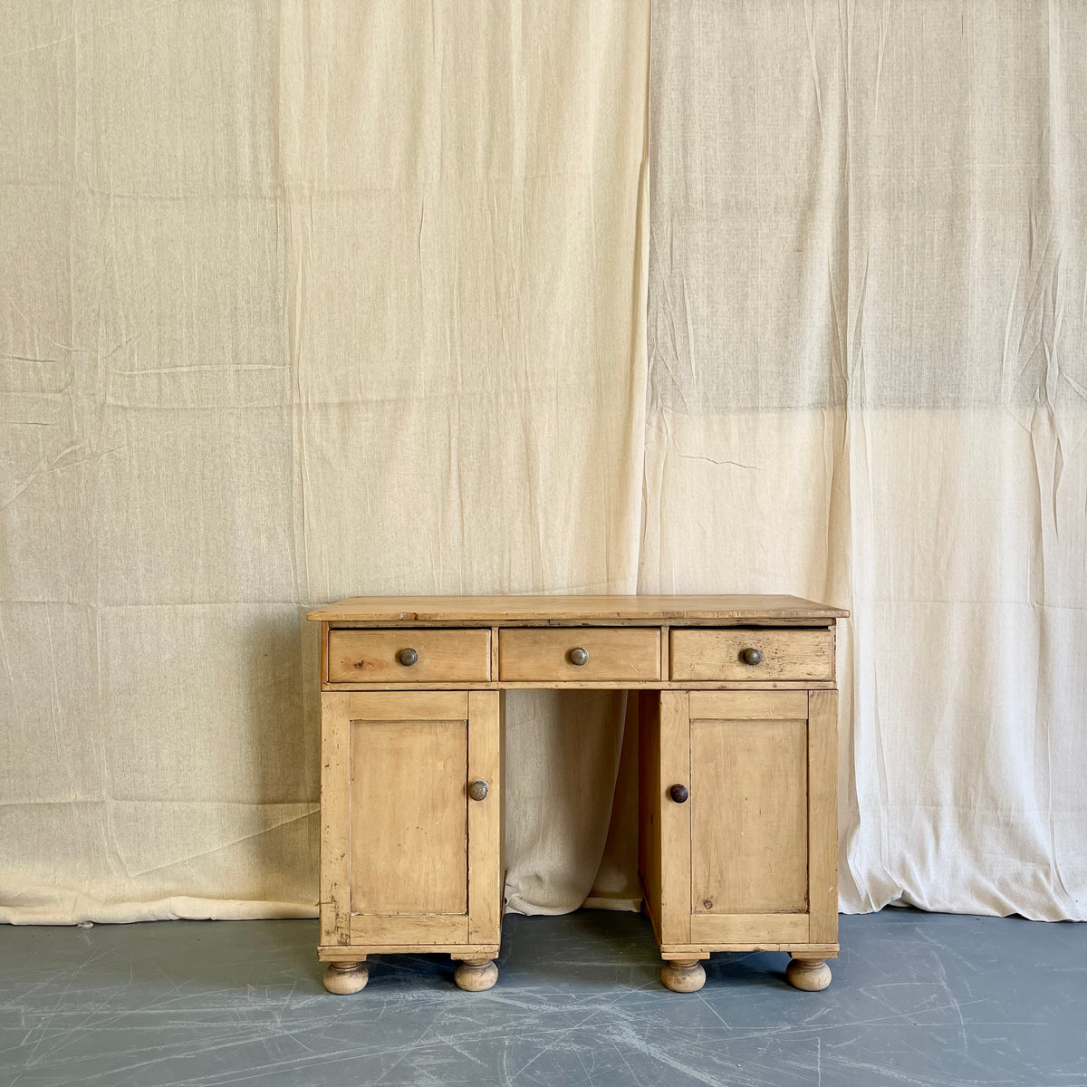 Antique Pine Kneehole Desk - #1823
