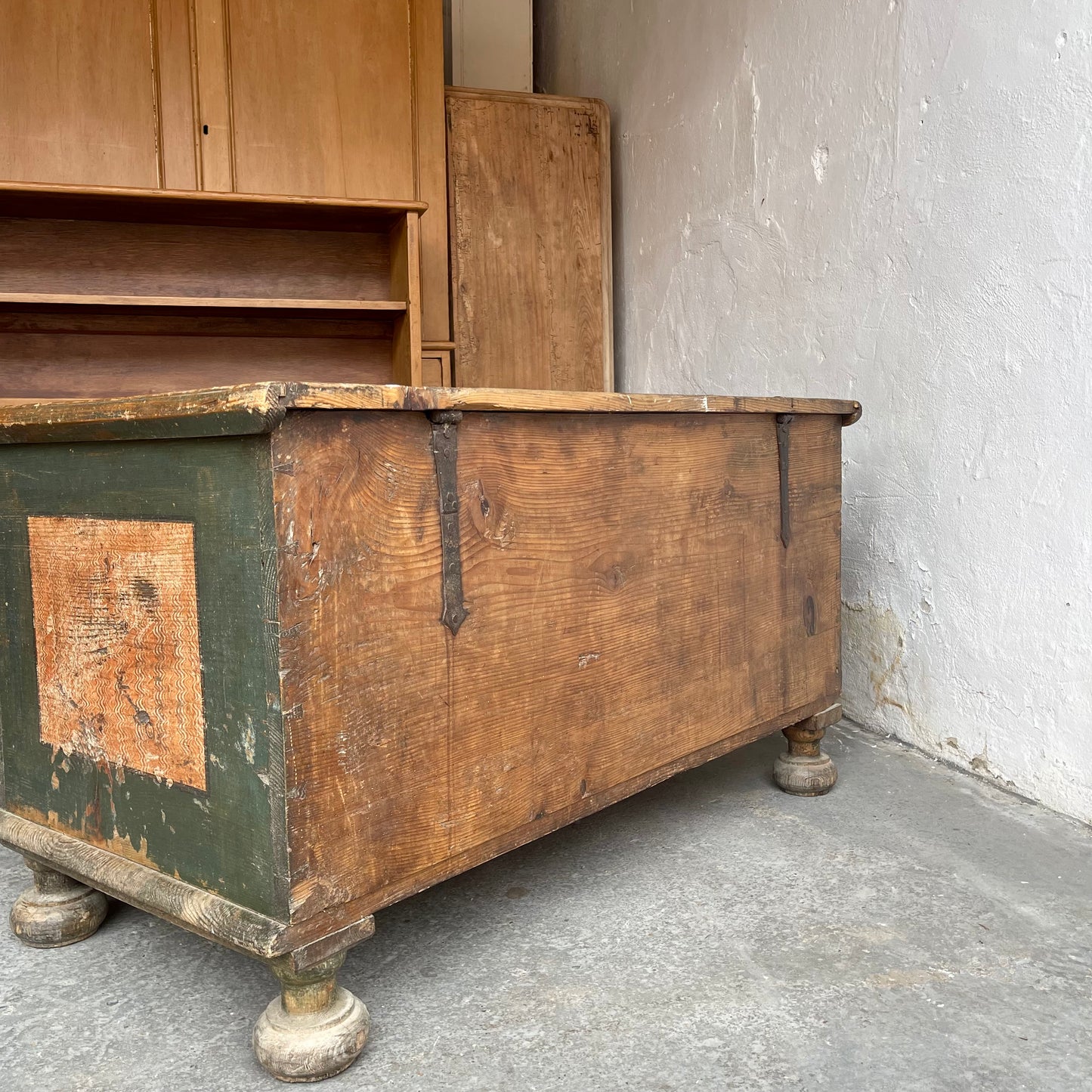 Antique Pine Painted Blanket Box - #1788