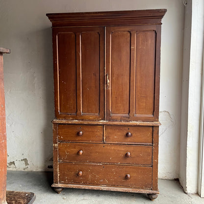 Antique Pine Linen Cupboard - #1892