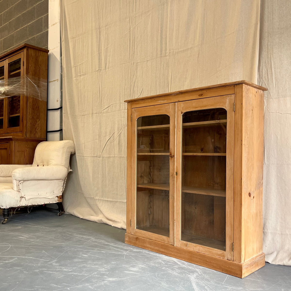 Antique Pine Glazed Cupboard - #2282