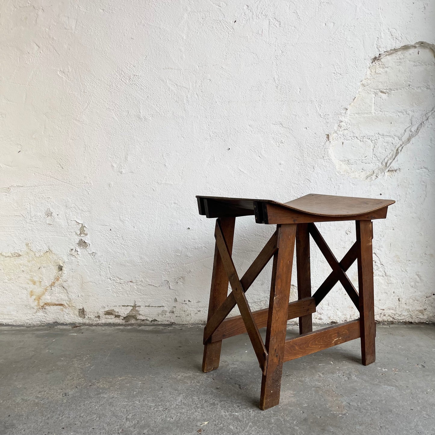 Vintage Minimalist Wooden Stool - #2058