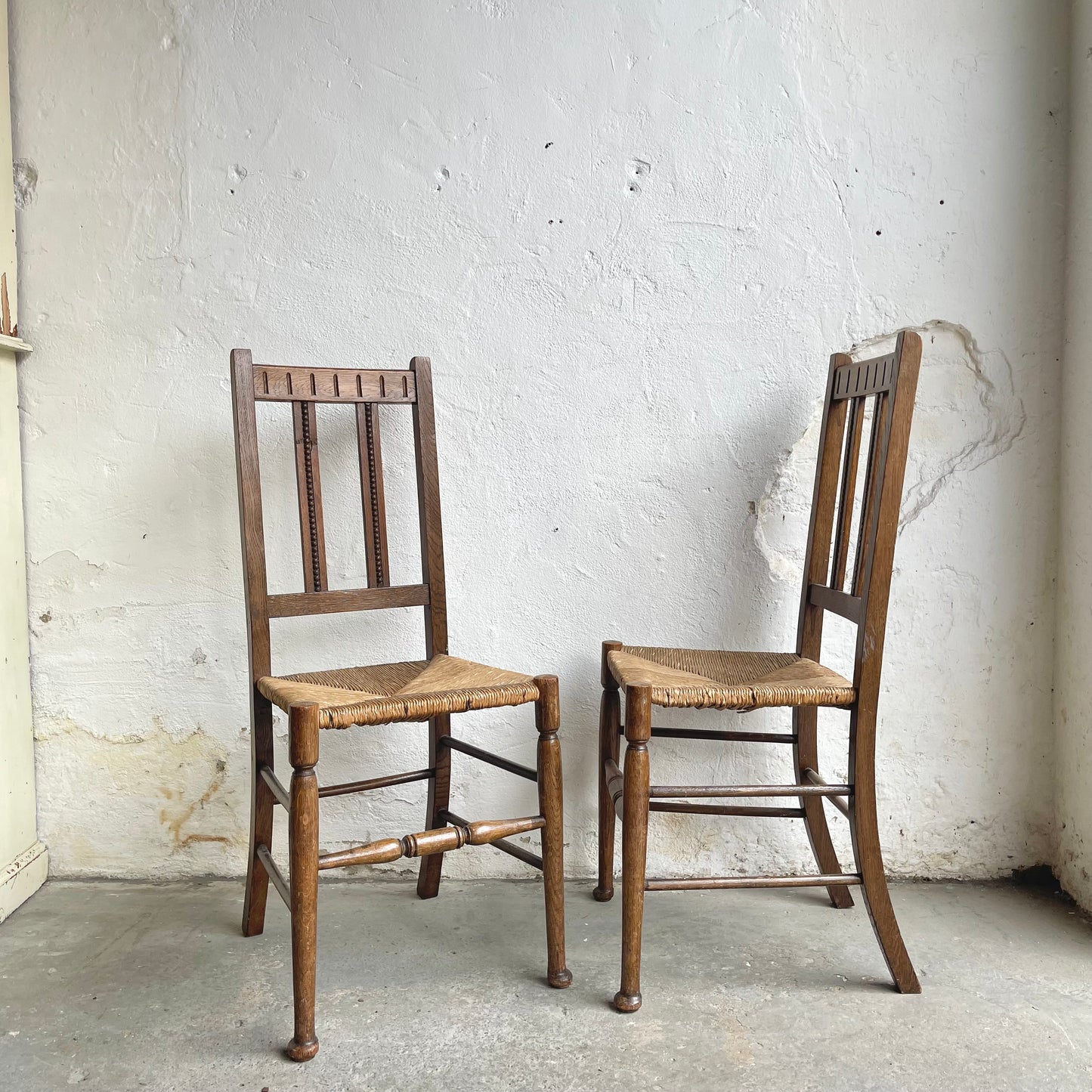 Set of Two Oak Rush Chairs - #1992