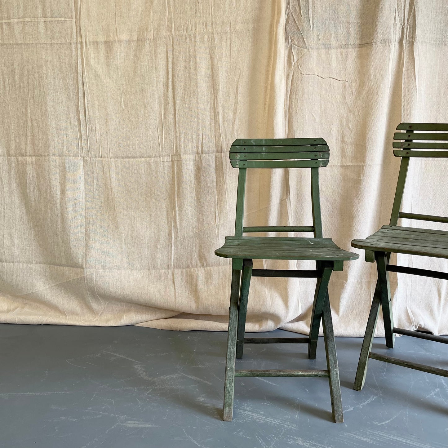 Vintage Painted Wooden Folding Chairs - #2191b