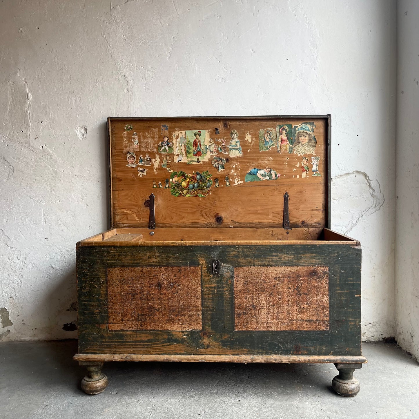 Antique Pine Painted Blanket Box - #1788