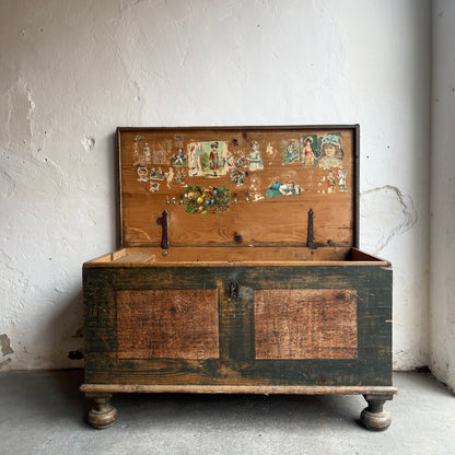 Antique Pine Painted Blanket Box - #1788