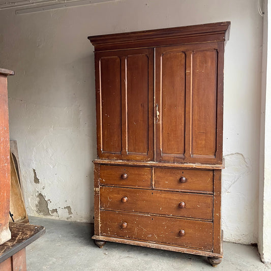 Antique Pine Linen Cupboard - #1892