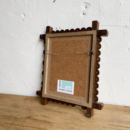 Antique Tramp Art Frame + Mirror - #1528
