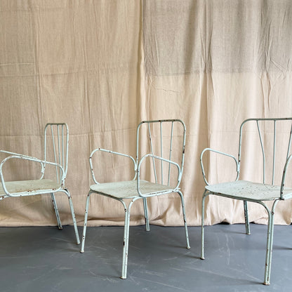 Antique Painted Iron Armchairs - #2195